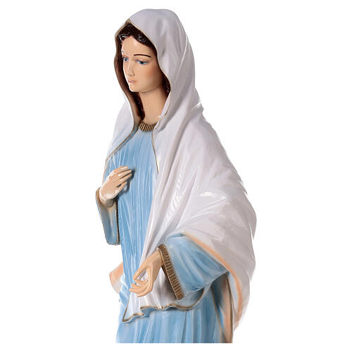 Our Lady of Medjugorje in reconstituted marble with light blue dress 47 inc OUTDOOR 4
