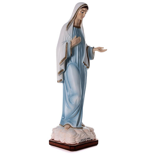 Imagem Nossa Senhora de Medjugorje túnica azul clara pó de mármore pintado 81,5x30 cm PARA EXTERIOR 5