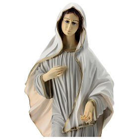 Painted marble dust statue, Our Lady of Medjugorje with church, 60 cm, OUTDOOR