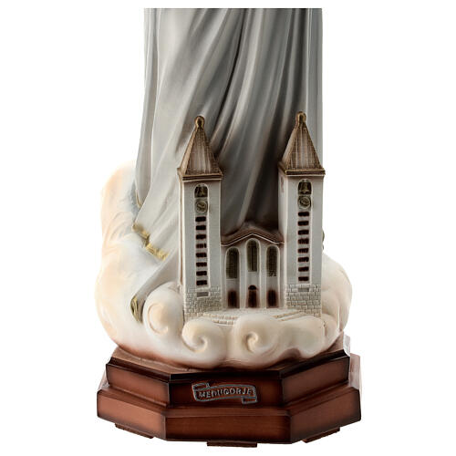 Painted marble dust statue, Our Lady of Medjugorje with church, 60 cm, OUTDOOR 5