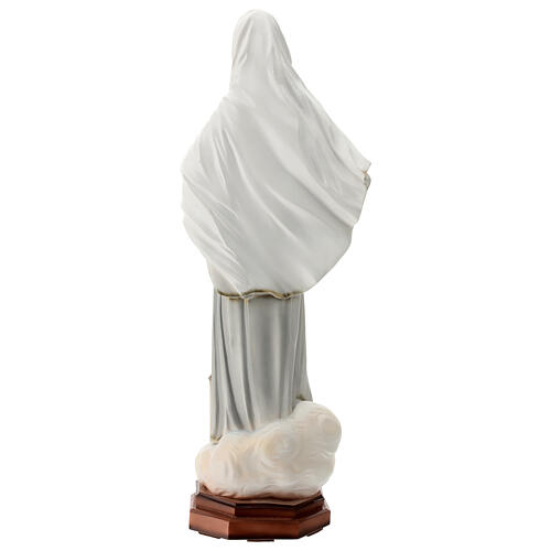 Imagem Nossa Senhora de Medjugorje túnica cinzenta e igreja de São Tiago pó de mármore pintado à mão 61x25x14,5 cm PARA EXTERIOR 6