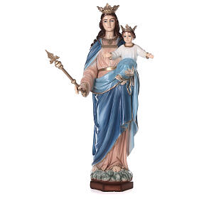 Statue Vierge à l'Enfant couronne poudre de marbre 105 cm EXTÉRIEUR
