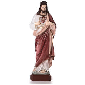 Heiligstes Herz Jesu, Marmorpulver, farbig gefasst, 105 cm, AUßENBEREICH