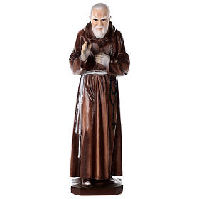 Pater Pio, Marmorpulver, farbig gefasst, 80 cm, AUßENBEREICH