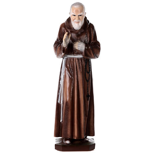 Pater Pio, Marmorpulver, farbig gefasst, 80 cm, AUßENBEREICH 1