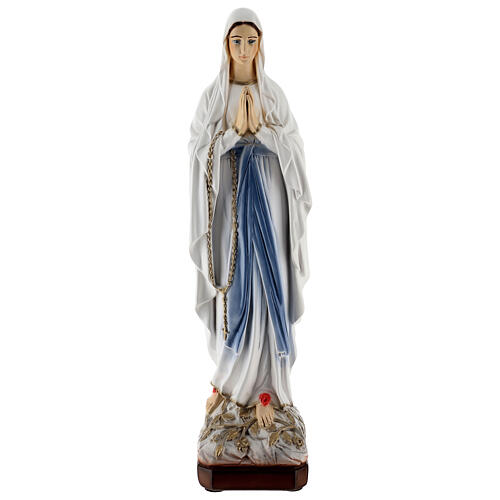 Virgen Lourdes polvo mármol vestido blanco 65 cm EXTERIOR 1