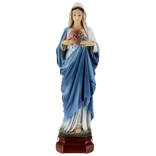 Estatua Sagrado Corazón de María polvo de mármol 50 cm EXTERIOR 1