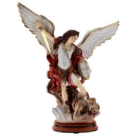 Statue, Erzengel Michael, aus Marmor-Pulver, 40 cm, AUSSEN