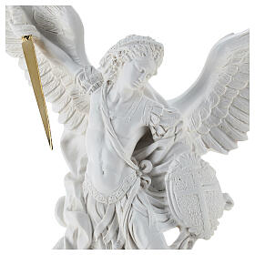 Statua San Michele polvere marmo 40 cm bianco ESTERNO