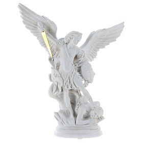 Saint Michael statue in white marble dust 40 cm OUTDOORS