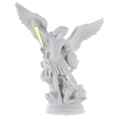 Saint Michael statue in white marble dust 40 cm OUTDOORS 1