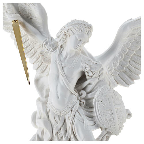Saint Michael statue in white marble dust 40 cm OUTDOORS 2