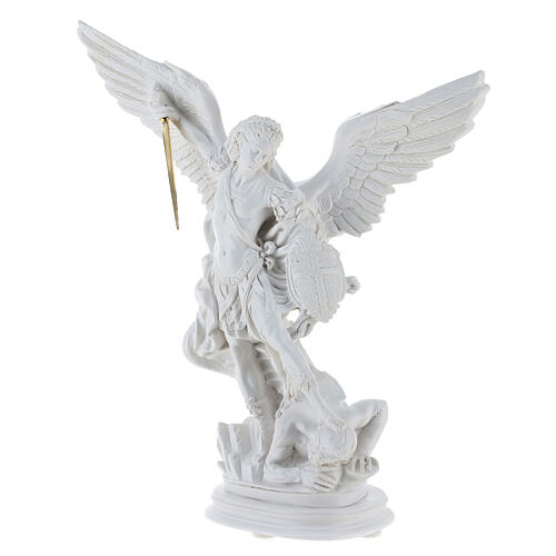 Saint Michael statue in white marble dust 40 cm OUTDOORS 3