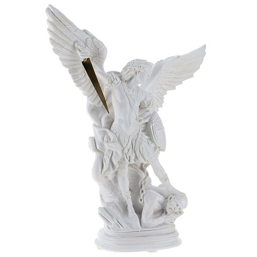 Saint Michael statue in white marble dust 40 cm OUTDOORS 5