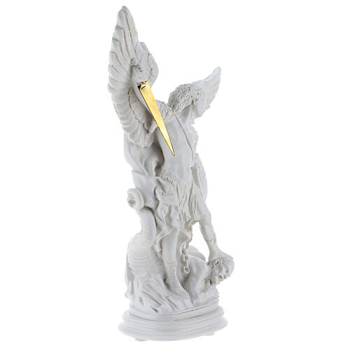 Saint Michael statue in white marble dust 40 cm OUTDOORS 6