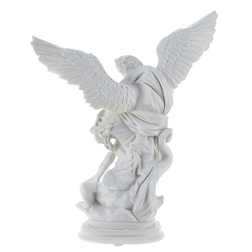 Saint Michael statue in white marble dust 40 cm OUTDOORS 7