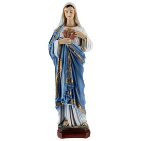 Statue Coeur Immaculé Marie poudre de marbre 40 cm EXTÉRIEUR