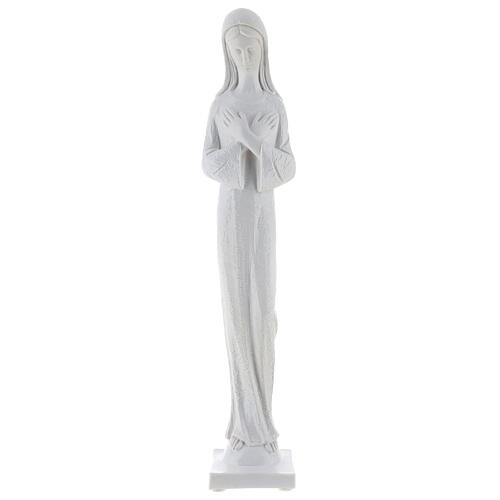 Gottesmutter, moderner Stil, Marmorpulver, weiß, 50 cm, AUßENBEREICH 1