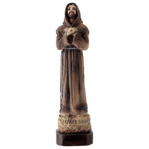 Heiliger Franziskus, Marmorpulver, farbig gefasst, 25 cm, AUßENBEREICH 1