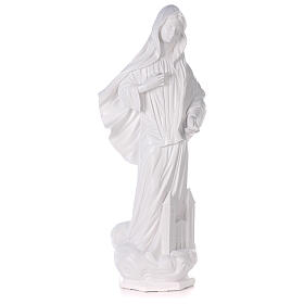 Nossa Senhora de Medjugorje com igreja imagem pó de mármore branco 90 cm PARA EXTERIOR