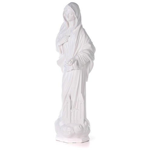 Nossa Senhora de Medjugorje com igreja imagem pó de mármore branco 90 cm PARA EXTERIOR 3