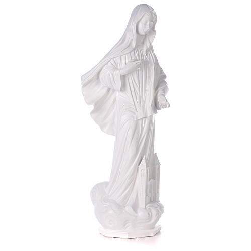 Nossa Senhora de Medjugorje com igreja imagem pó de mármore branco 90 cm PARA EXTERIOR 6