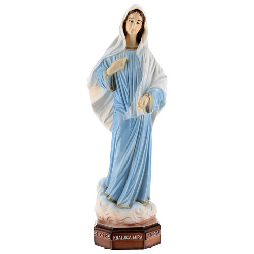 Notre-Dame de Medjugorje robe bleue poudre de marbre 30 cm EXTÉRIEUR 1