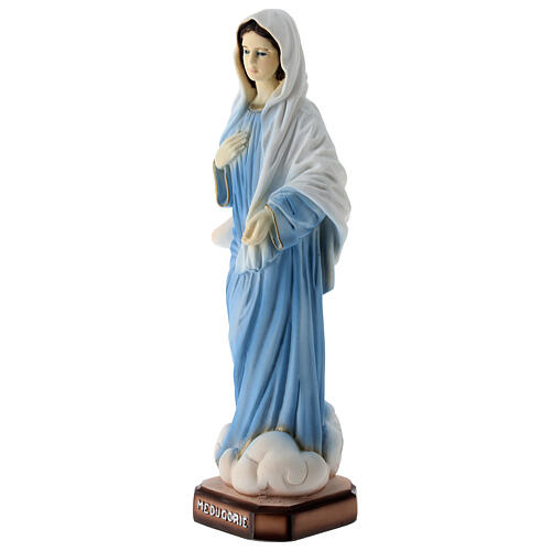 Virgen de Medjugorje polvo de mármol vestido azul 20 cm 3