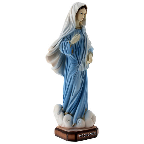 Virgen de Medjugorje polvo de mármol vestido azul 20 cm 4