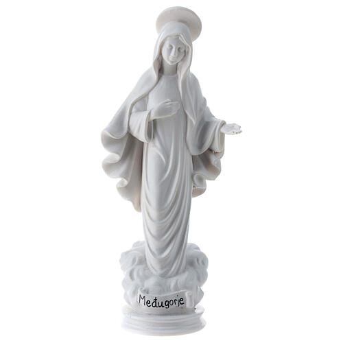 Nossa Senhora de Medjugorje pó de mármore branco 15 cm 1