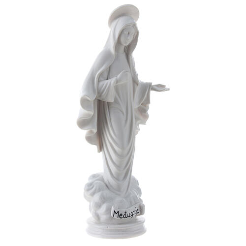 Our Lady of Medjugorje in white marble dust 15 cm 4