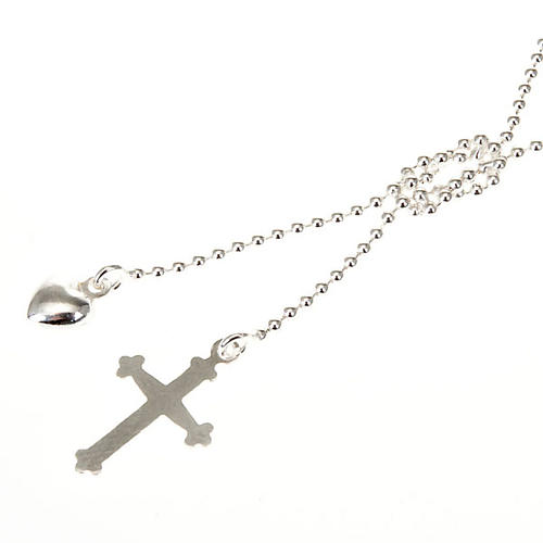 Cross and heart necklace silver 925 1