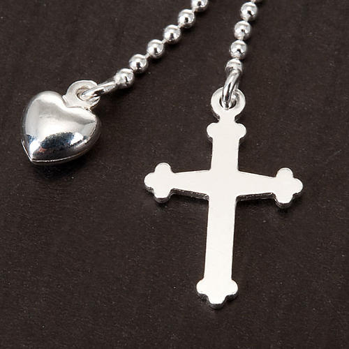 Cross and heart necklace silver 925 2