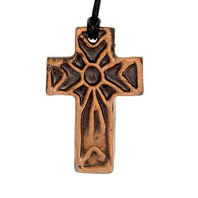 Ceramic cross pendant decorated