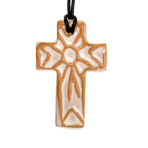 Ceramic cross pendant decorated 4
