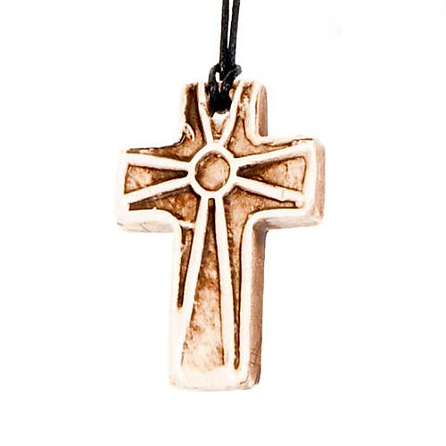 Ceramic cross pendant decorated 5