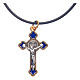 Necklace with St. Benedict Gothic cross, blue 4x2cm s1