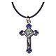 Necklace with St. Benedict Gothic cross, blue 4x2cm s2