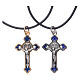 Necklace with St. Benedict Gothic cross, blue 4x2cm s3
