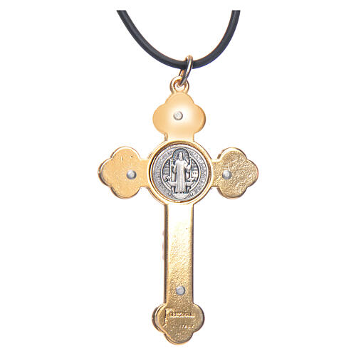 Necklace with St. Benedict Gothic cross, red 6x3cm 3