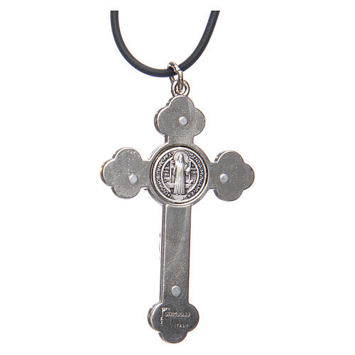 Necklace with St. Benedict Gothic cross, red 6x3cm 4