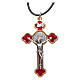 Necklace with St. Benedict Gothic cross, red 6x3cm s1