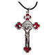 Necklace with St. Benedict Gothic cross, red 6x3cm s2