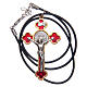 Necklace with St. Benedict Gothic cross, red 6x3cm s5
