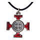 Collier croix celtique St Benoit rouge 2.5x2.5 s4
