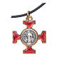 Necklace with St. Benedict Celtic cross, red 2.5x2.5cm s1