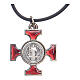 Necklace with St. Benedict Celtic cross, red 2.5x2.5cm s2