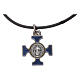 Necklace with St. Benedict Celtic cross, blue 2x2cm s1