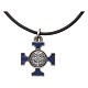Necklace with St. Benedict Celtic cross, blue 2x2cm s3