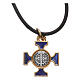 Necklace with St. Benedict Celtic cross, blue 2x2cm s4